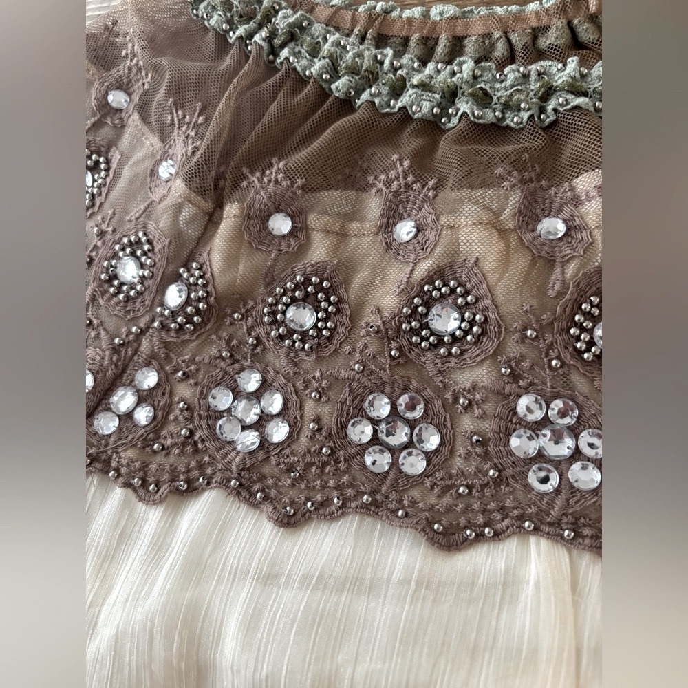 Alter’d State Embellished Beaded Blouse. Women’s Sz S Long Sleeve | Neutral - Picture 10 of 11